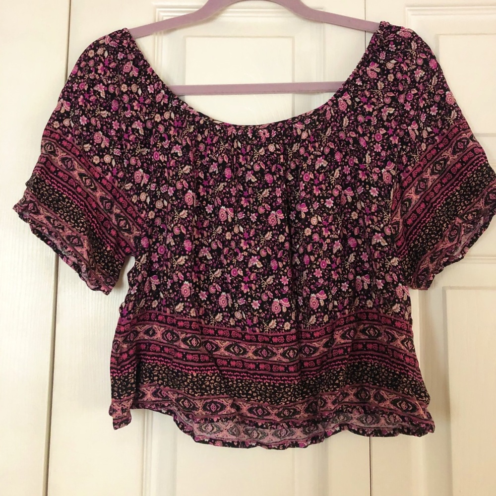 Forever 21 Off The Shoulder Floral Crop Top